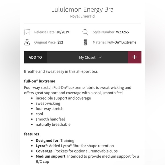 lululemon athletica | **PRELOVED** Energy Bra - Picture 2 of 6